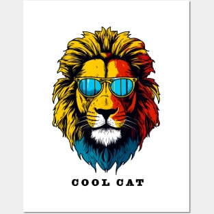 Cool Lion's Head | Unisex Fun Shirt In Retro Design Posters and Art